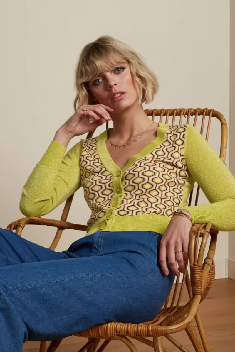 King Louie Vesten<Cardi Deep V Top Rocchi Lentil Green