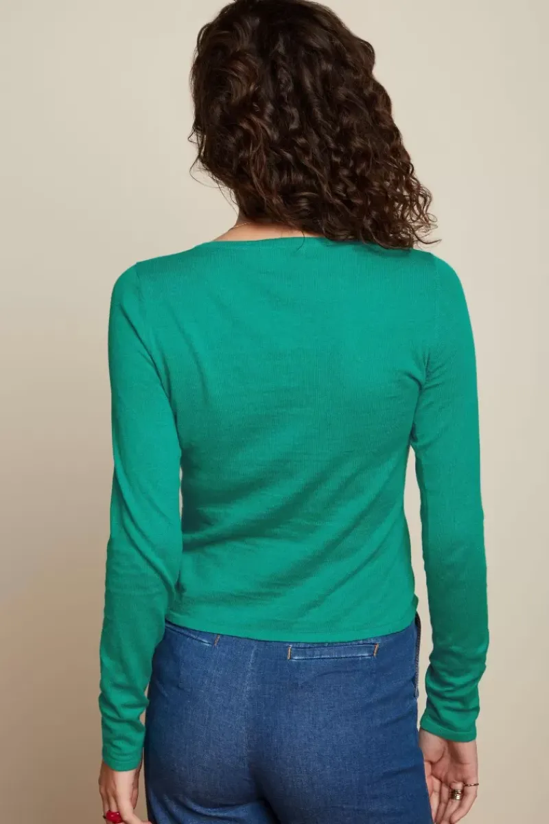 King Louie Vesten<Cardi Roundneck Cocoon Aqua Green