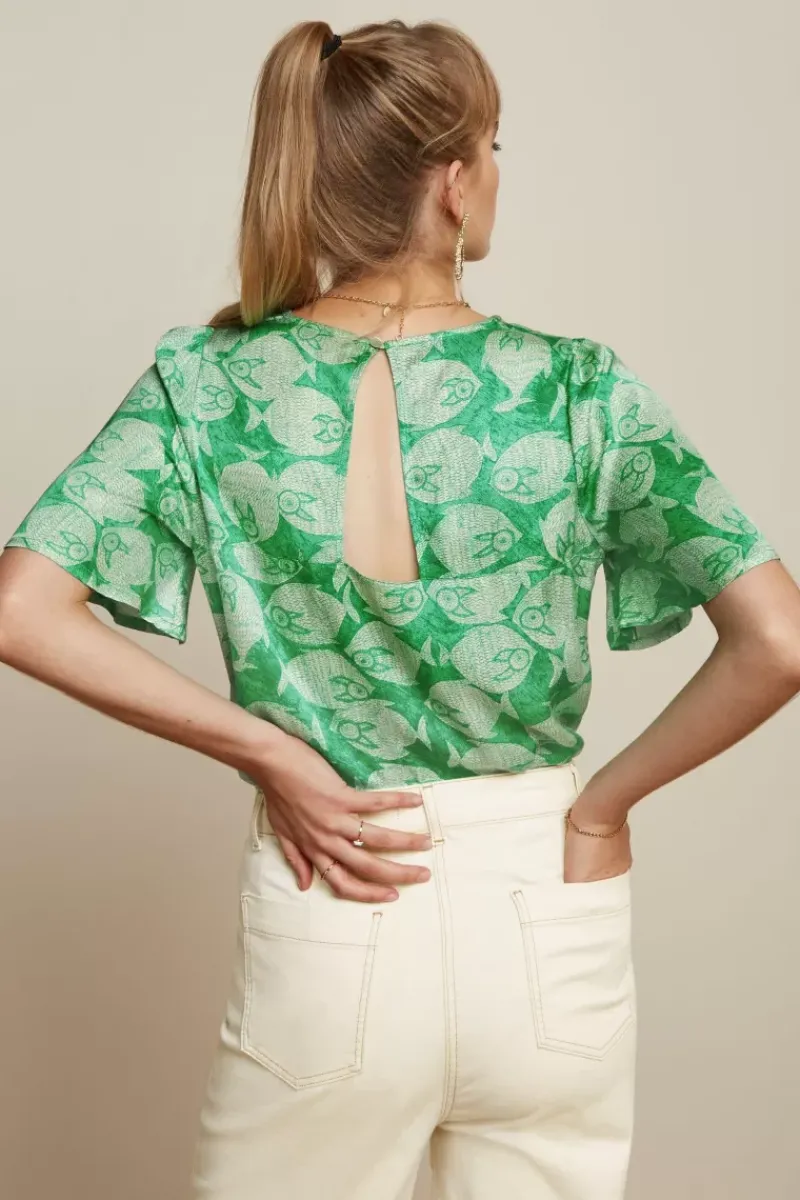 King Louie Blouses<Lizzy Top Luna Lagoon Green