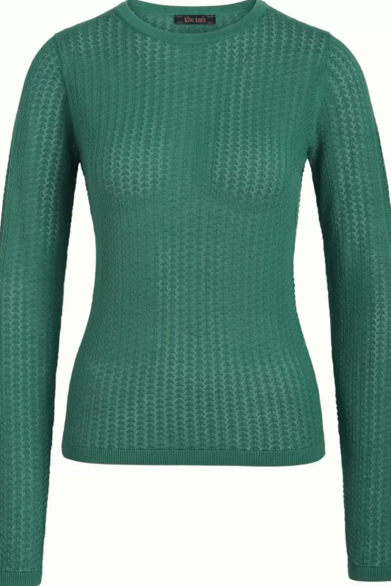 King Louie Tops & Shirts<Agnes Ajour Top Cottonclub Smoke Green