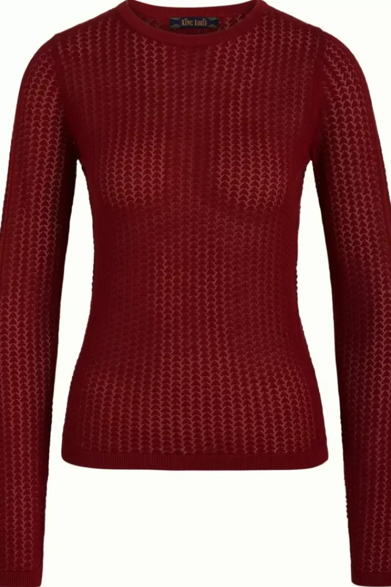 King Louie Tops & Shirts<Agnes Ajour Top Cottonclub Brique Red