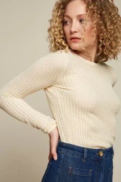 King Louie Tops & Shirts<Agnes Ajour Top Cottonclub Cream