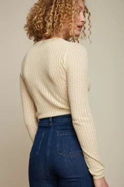 King Louie Tops & Shirts<Agnes Ajour Top Cottonclub Cream