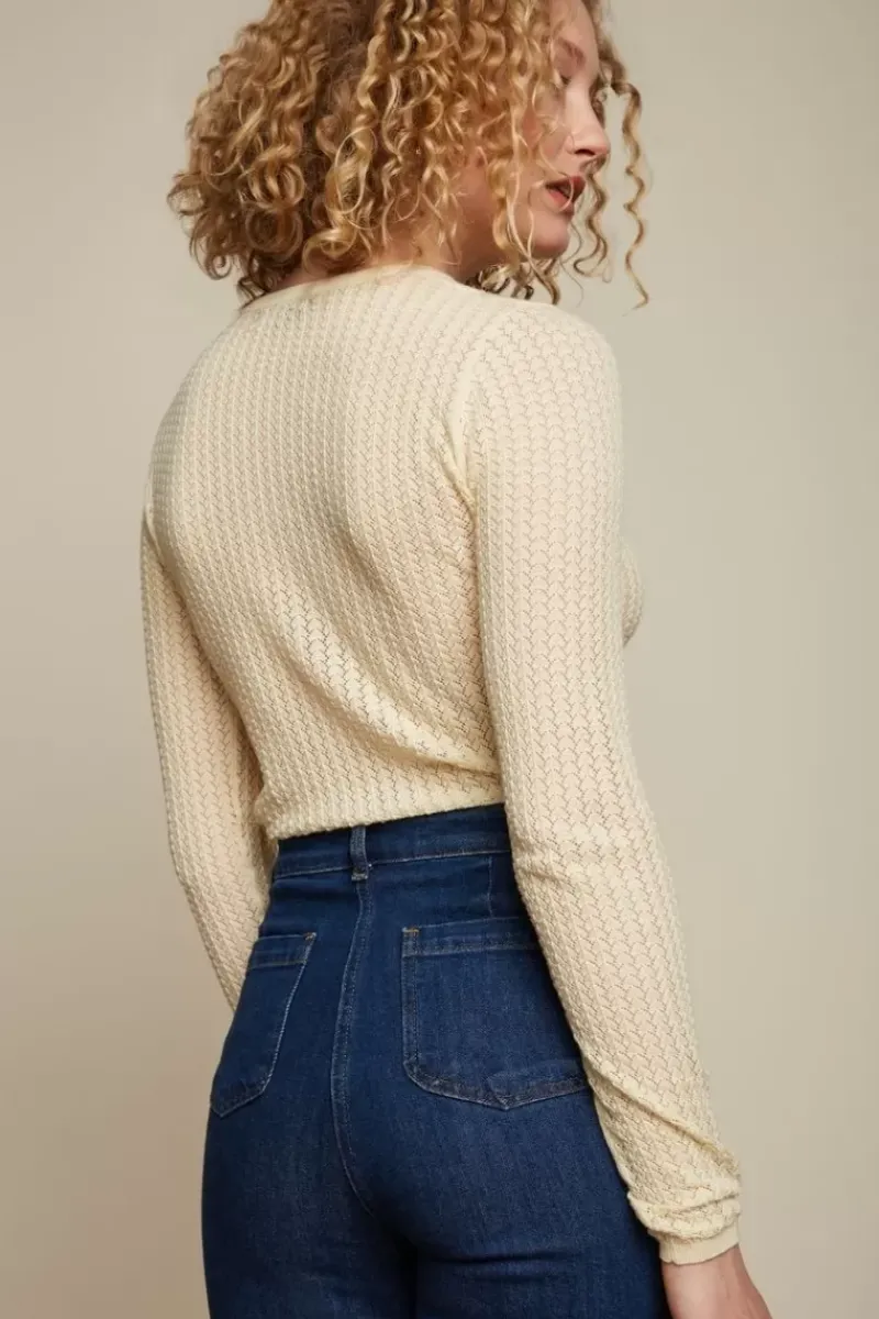King Louie Tops & Shirts<Agnes Ajour Top Cottonclub Cream