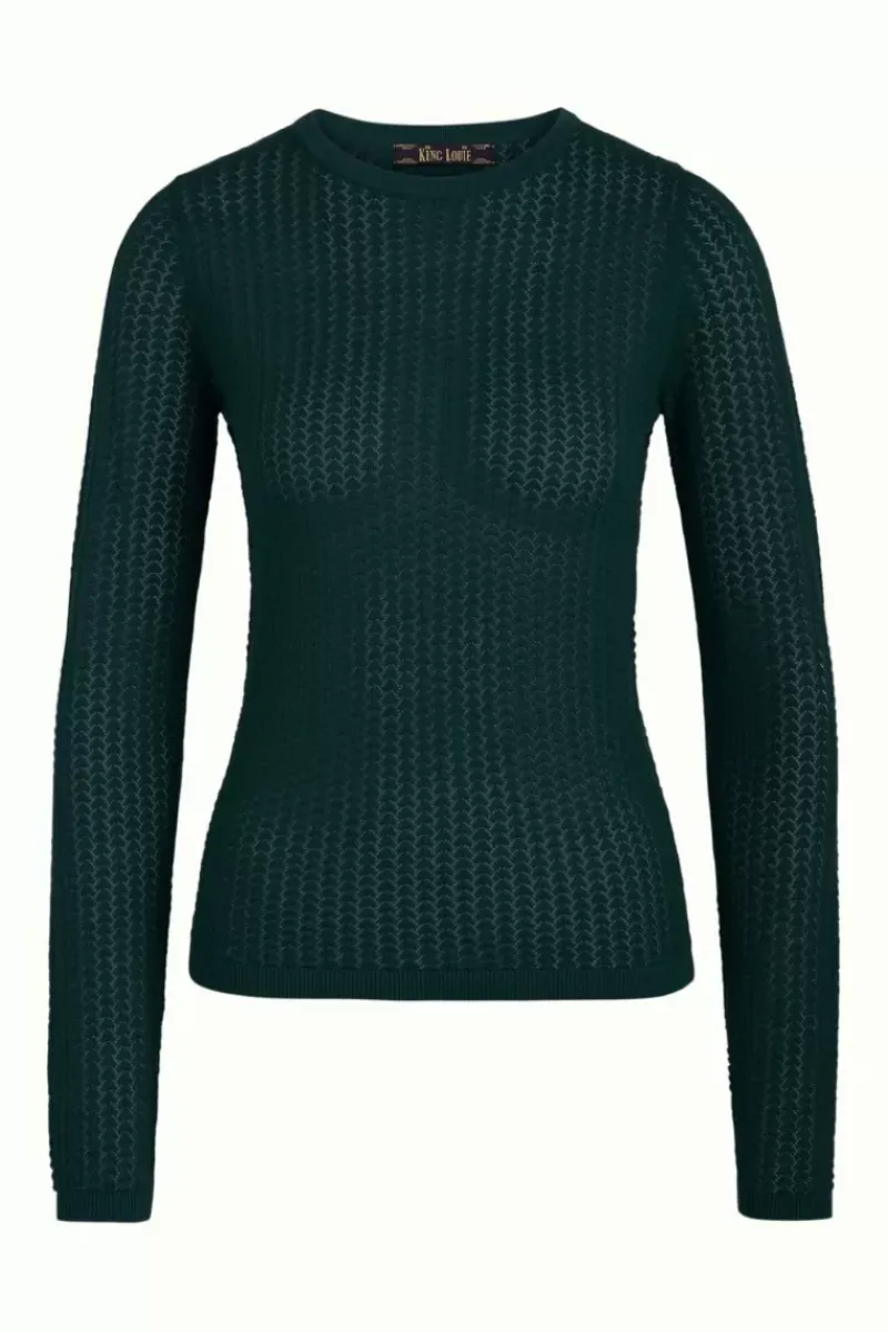 King Louie Tops & Shirts<Agnes Ajour Top Cottonclub Pine Green
