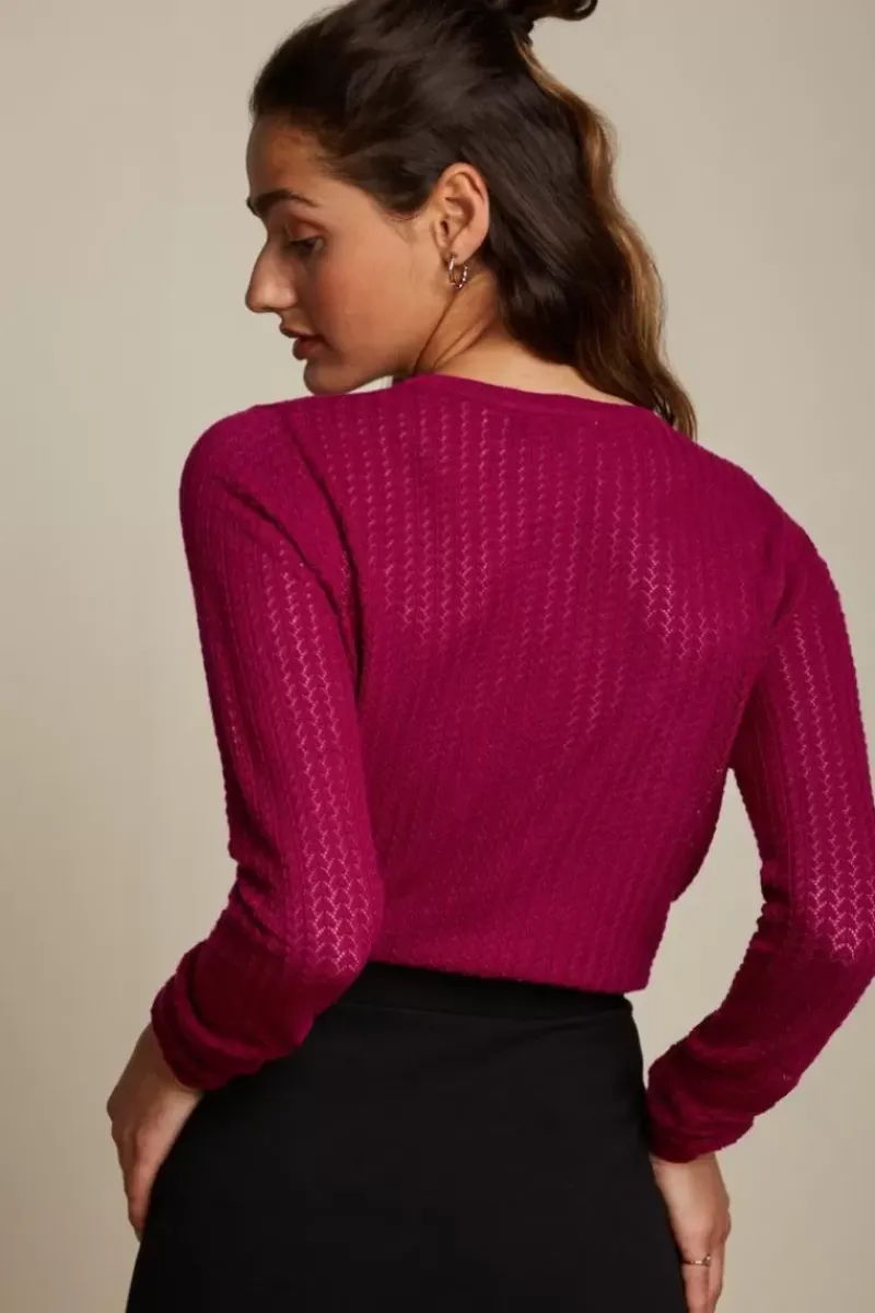 King Louie Tops & Shirts<Agnes Ajour Top Cottonclub Beaujolais Red