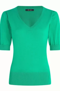 King Louie Tops & Shirts<Agnes V Puff Top Cottonclub Delphinium Green