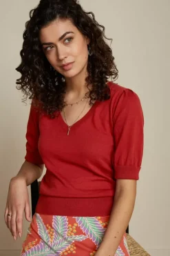 King Louie Tops & Shirts<Agnes V Puff Top Cottonclub Sienna Red