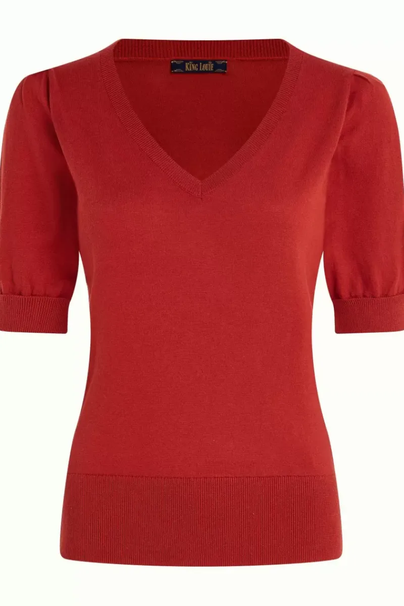 King Louie Tops & Shirts<Agnes V Puff Top Cottonclub Sienna Red