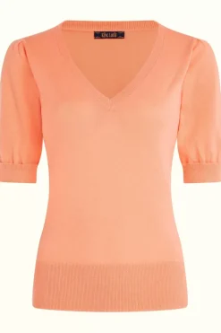 King Louie Tops & Shirts<Agnes V Puff Top Cottonclub Coral Orange