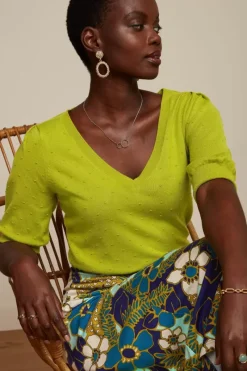 King Louie Tops & Shirts<Agnes V Puff Top Droplet Cress Yellow