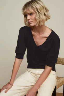 King Louie Tops & Shirts<Agnes V Puff Top Droplet Black
