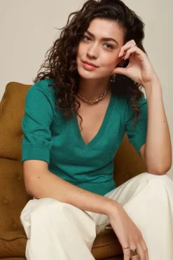 King Louie Tops & Shirts<Agnes V Puff Top Droplet Lapis Blue