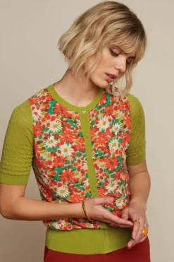 King Louie Vesten<Ajour Knit Cardi Keylime Spicy Orange