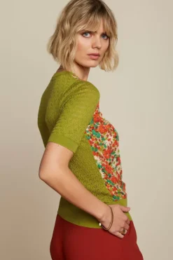 King Louie Vesten<Ajour Knit Cardi Keylime Spicy Orange