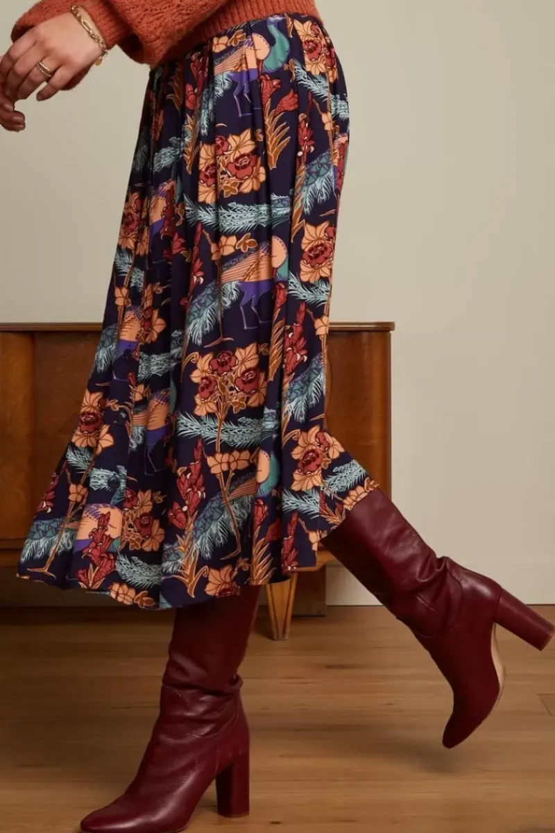 King Louie Rokken<Arianna Pleat Skirt Manhattan Blue