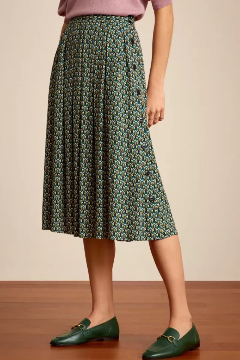 King Louie Rokken<Arianna Pleat Skirt Pinar Deep Teal