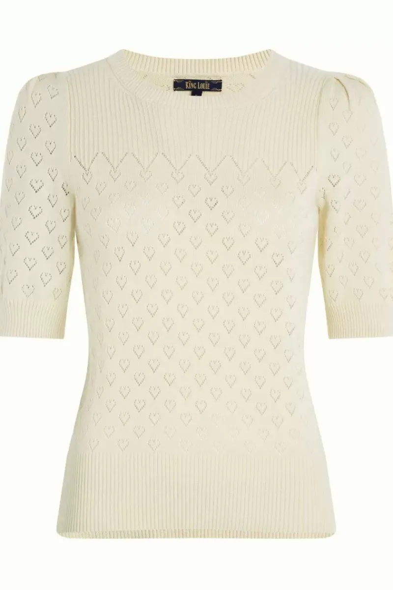 King Louie Tops & Shirts<Bella Knit Top Heart Ajour Cream