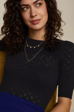 King Louie Tops & Shirts<Bella Knit Top Heart Ajour Black