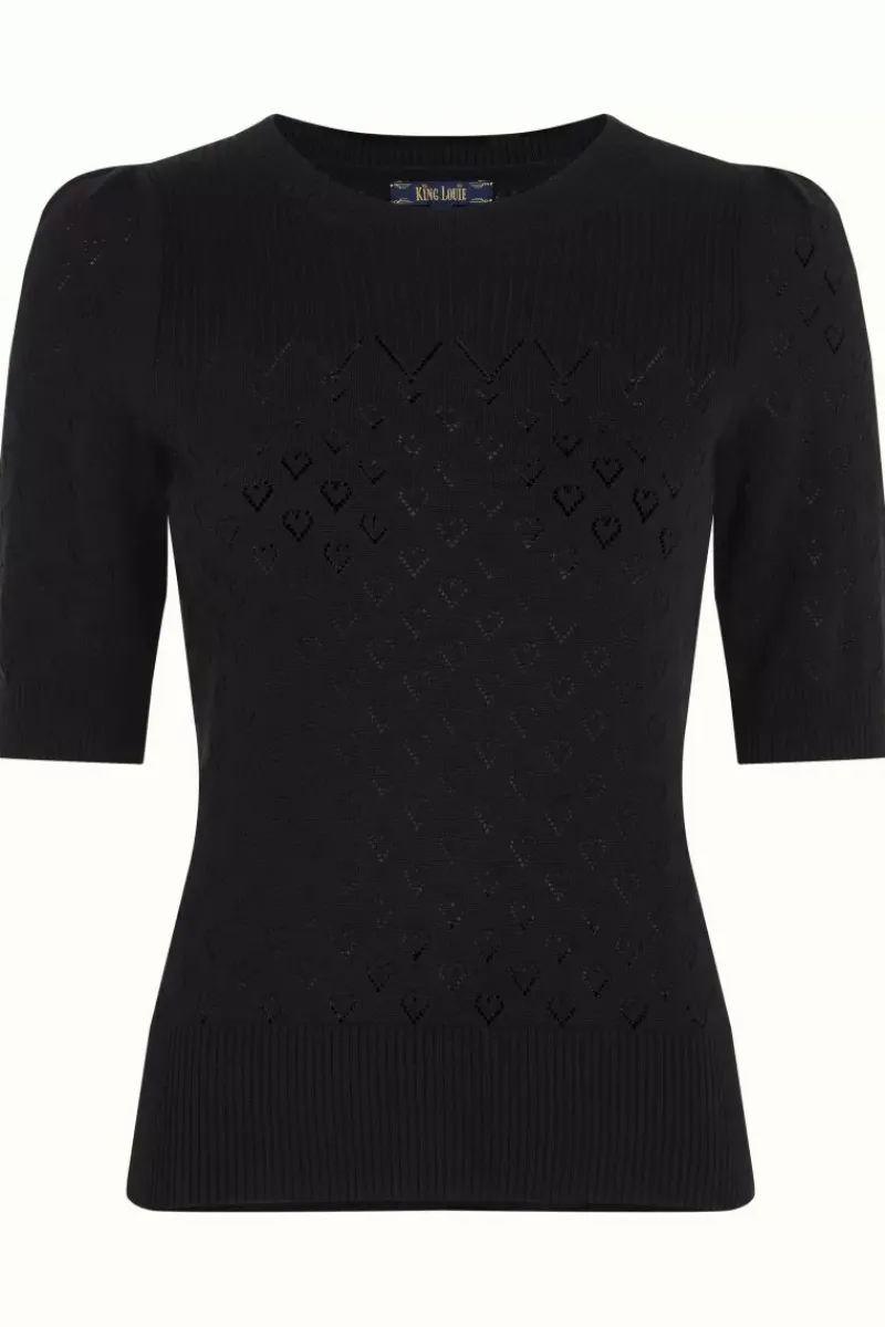 King Louie Tops & Shirts<Bella Knit Top Heart Ajour Black