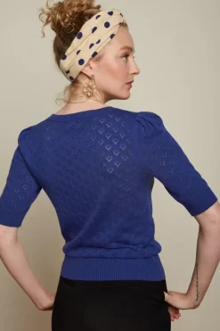 King Louie Tops & Shirts<Bella Knit Top Heart Ajour Dazzling Blue