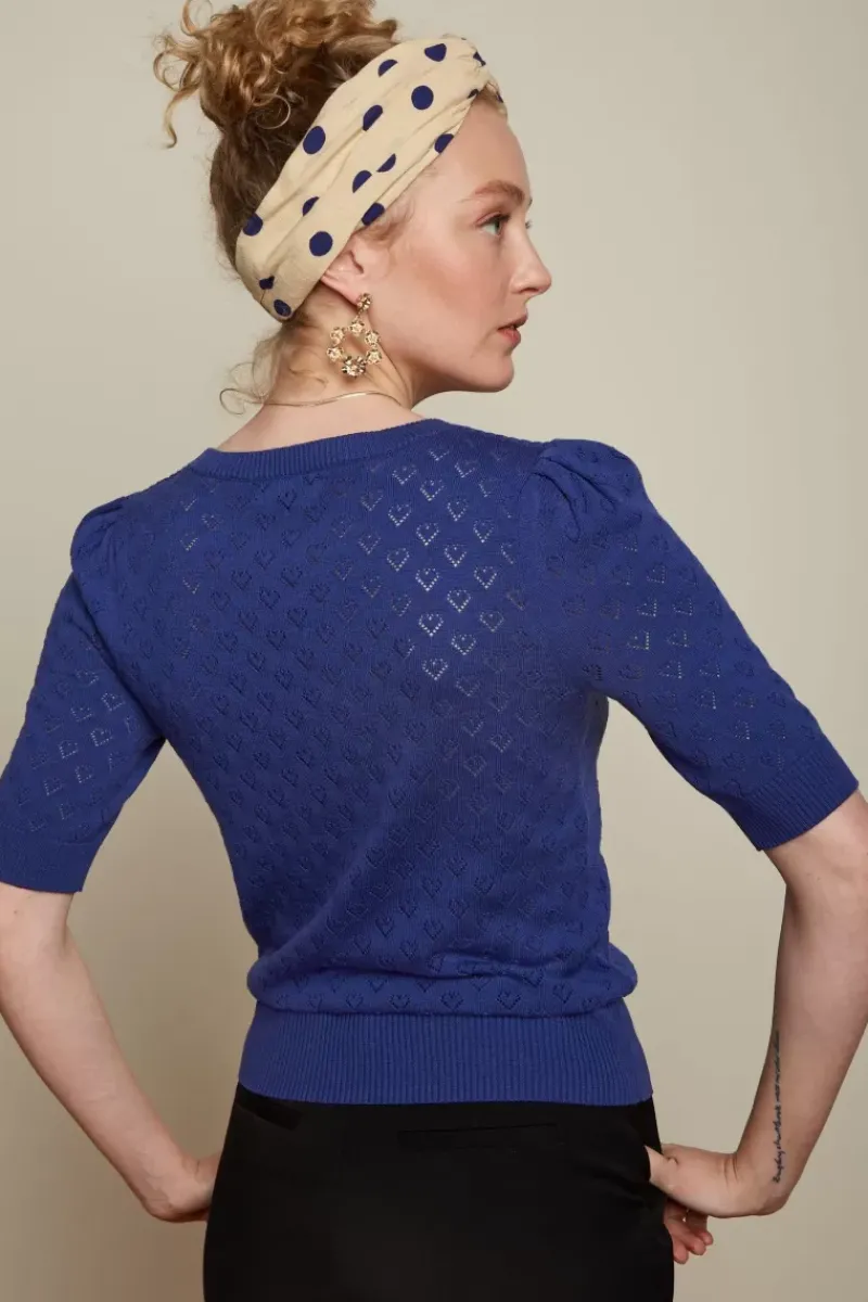 King Louie Tops & Shirts<Bella Knit Top Heart Ajour Dazzling Blue
