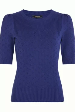 King Louie Tops & Shirts<Bella Knit Top Heart Ajour Dazzling Blue