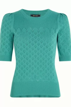 King Louie Tops & Shirts<Bella Knit Top Heart Ajour Aqua Green