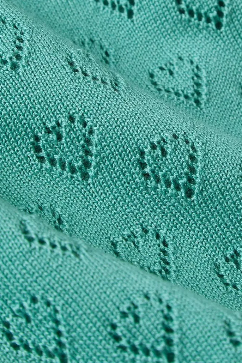 King Louie Tops & Shirts<Bella Knit Top Heart Ajour Aqua Green