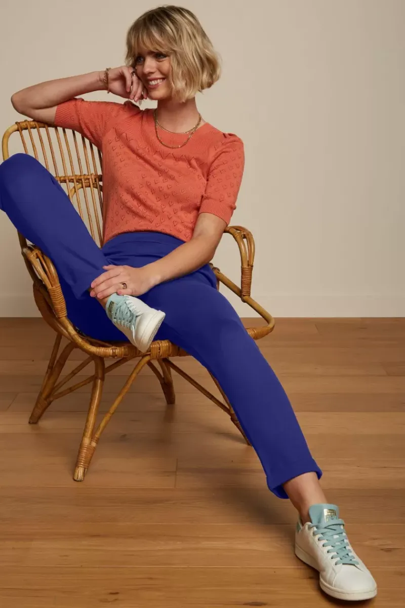 King Louie Tops & Shirts<Bella Knit Top Heart Ajour Langoustino Orange