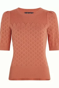 King Louie Tops & Shirts<Bella Knit Top Heart Ajour Langoustino Orange