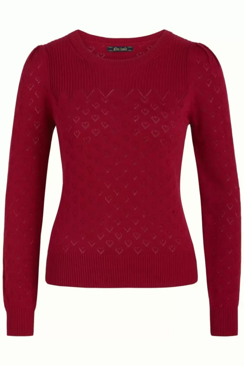 King Louie Tops & Shirts<Bella Top Heart Ajour Beaujolais Red