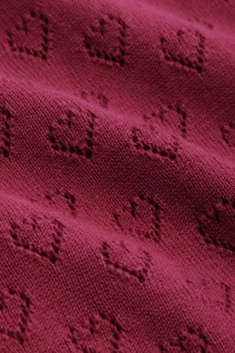 King Louie Tops & Shirts<Bella Top Heart Ajour Beaujolais Red