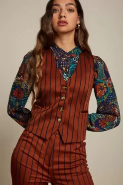King Louie Tops & Shirts<Bianca Gilet Cubano Stripe Patina Brown