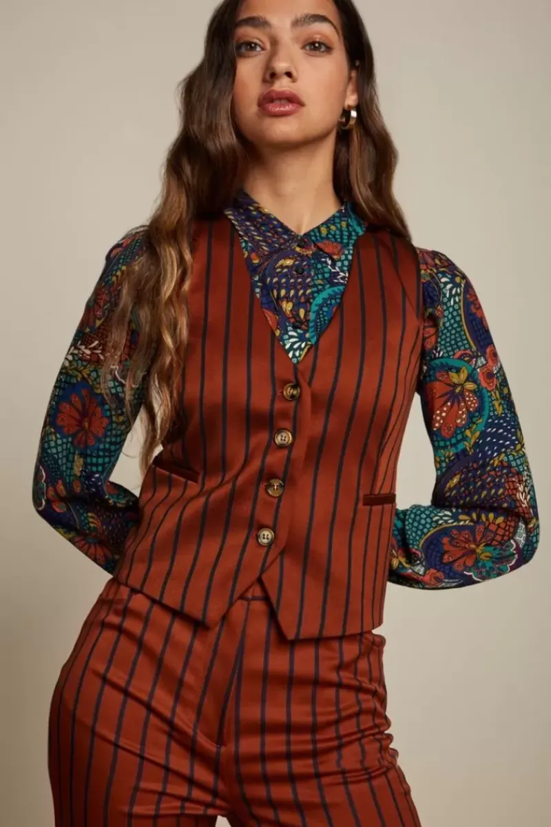 King Louie Tops & Shirts<Bianca Gilet Cubano Stripe Patina Brown