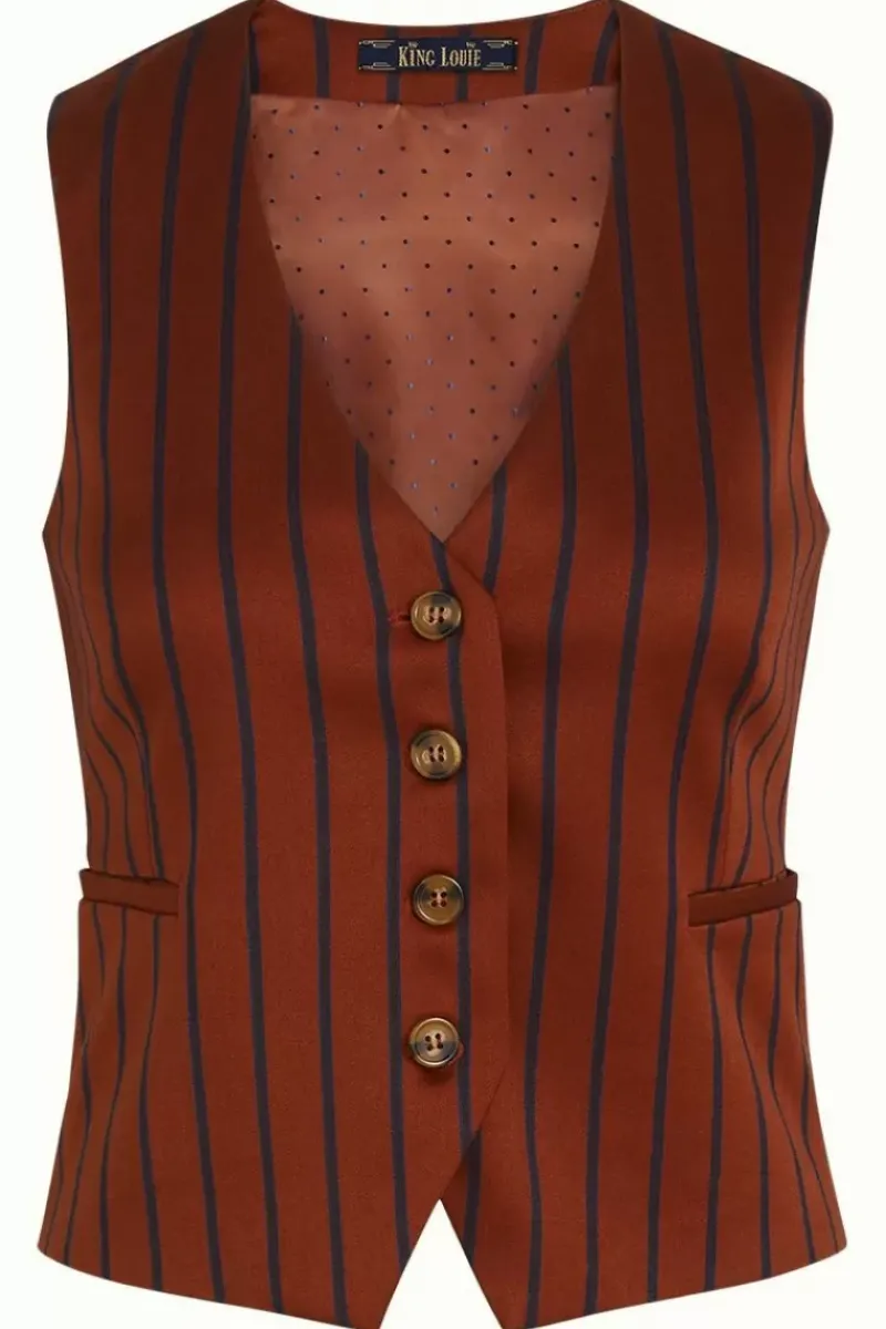 King Louie Tops & Shirts<Bianca Gilet Cubano Stripe Patina Brown