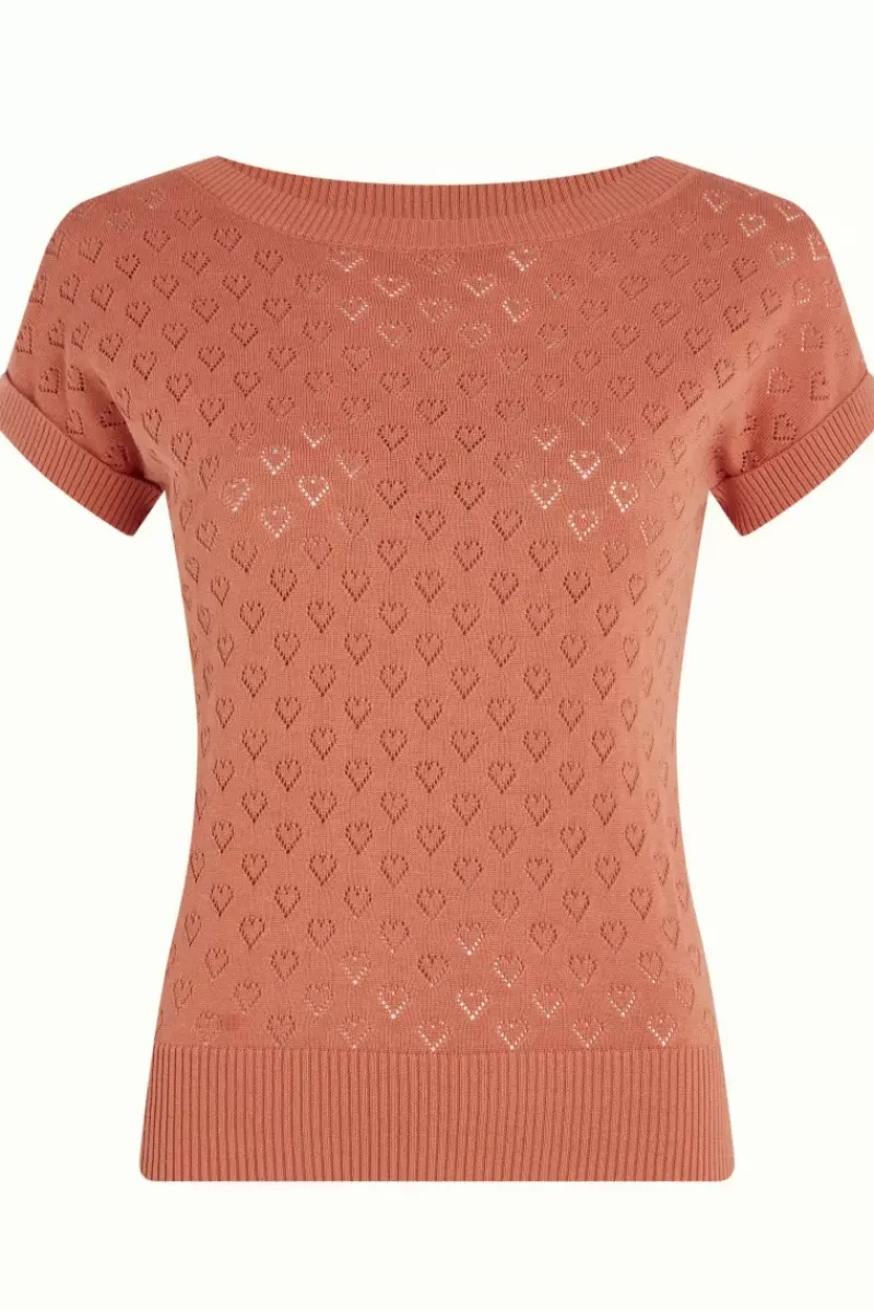 King Louie Tops & Shirts<Boatneck Top Heart Ajour Bci Langoustino Orange