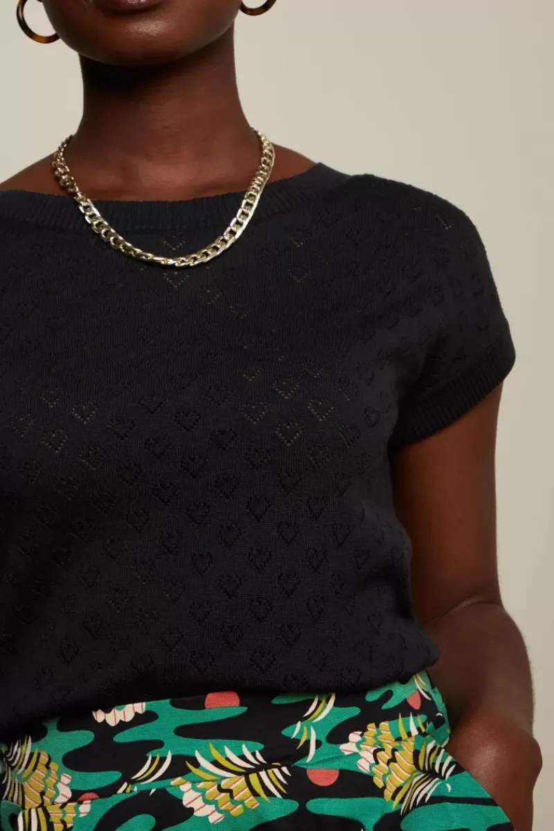 King Louie Tops & Shirts<Boatneck Top Heart Ajour Bci Black
