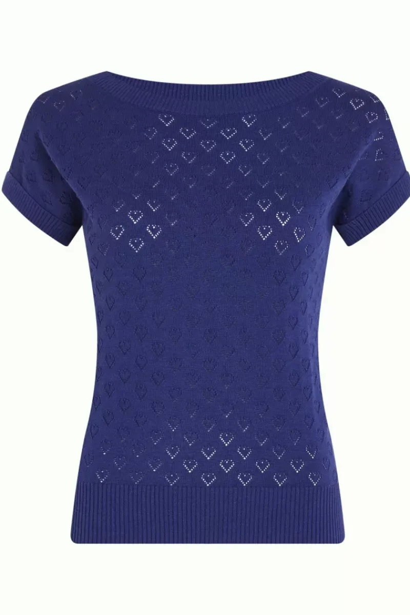 King Louie Tops & Shirts<Boatneck Top Heart Ajour Bci Dazzling Blue