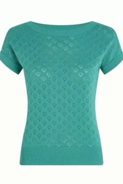 King Louie Tops & Shirts<Boatneck Top Heart Ajour Bci Aqua Green