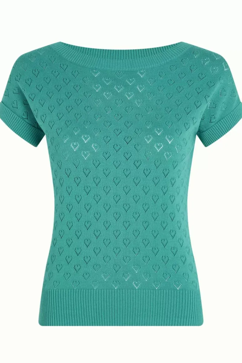 King Louie Tops & Shirts<Boatneck Top Heart Ajour Bci Aqua Green