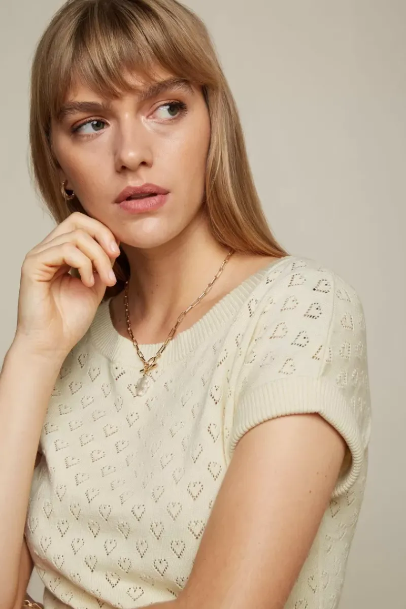 King Louie Tops & Shirts<Boatneck Top Heart Ajour Bci Cream