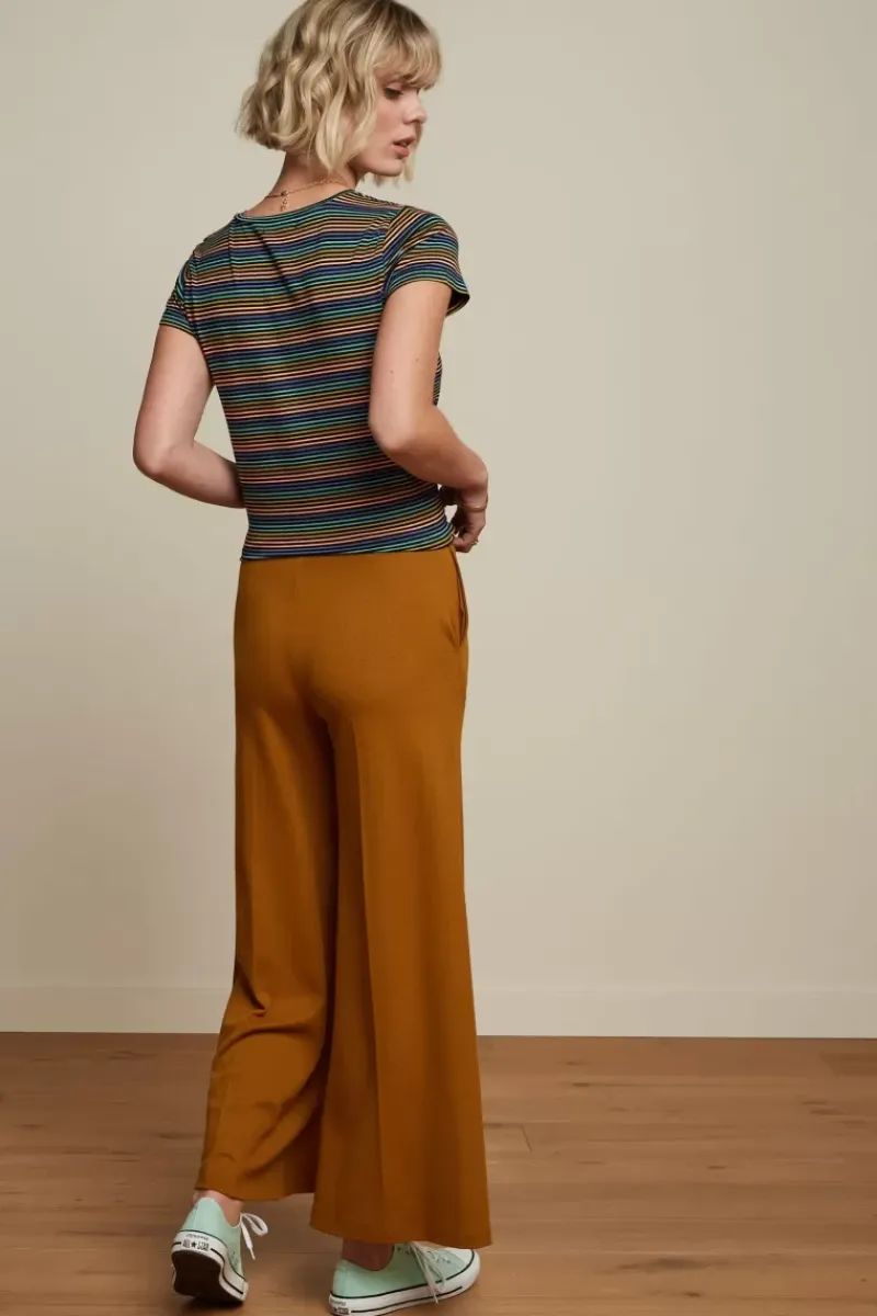 King Louie Broeken<Border Palazzo Pants Milano Crepe Golden Brown