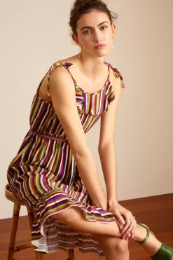 King Louie Jurken<Camilla Dress Clara Stripe Beaujolais Red