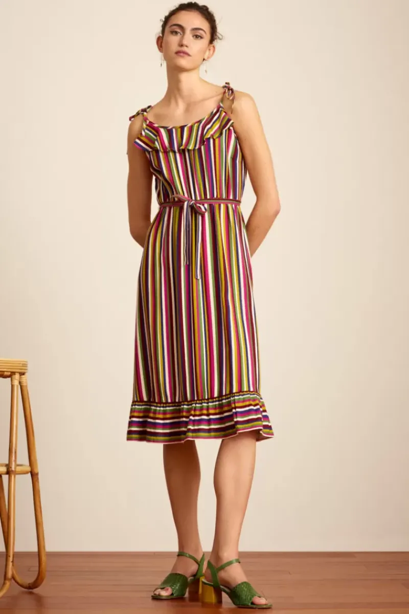 King Louie Jurken<Camilla Dress Clara Stripe Beaujolais Red