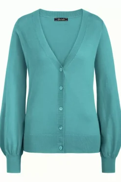 King Louie Vesten<Cardi Deep V Long Cottonclub Matcha Green