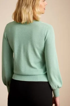 King Louie Vesten<Cardi Deep V Long Organic Lapis Foam Green