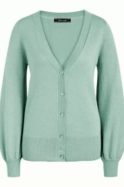King Louie Vesten<Cardi Deep V Long Organic Lapis Foam Green