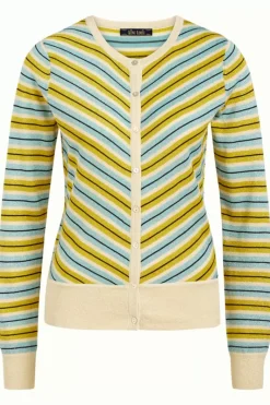 King Louie Vesten<Cardi Roundneck Cabana Stripe Spar Green
