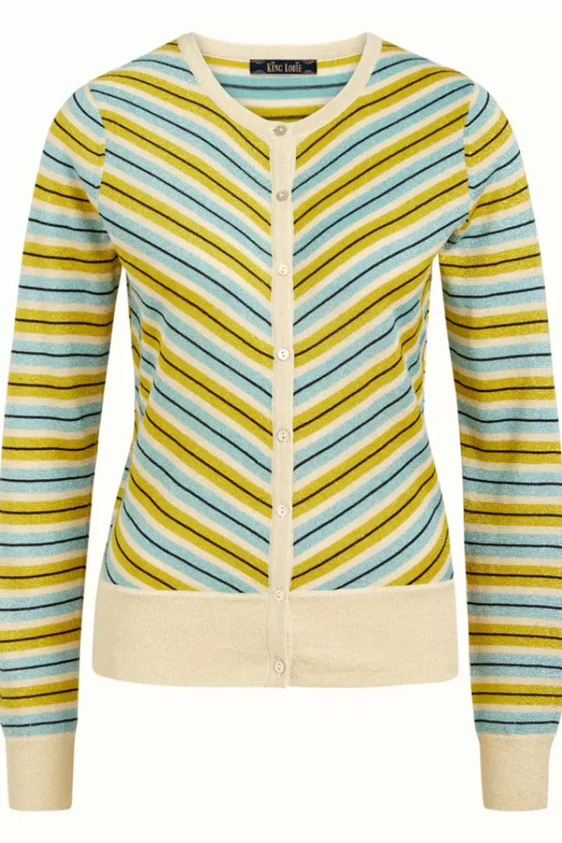 King Louie Vesten<Cardi Roundneck Cabana Stripe Spar Green